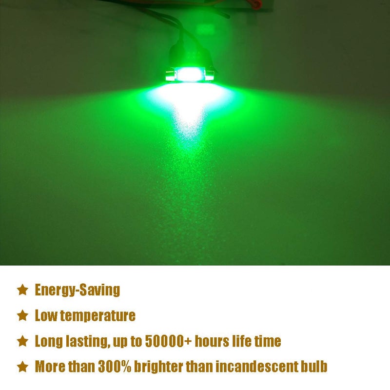 iBrightstar 9-30V Extremely Bright 211-2 212-2 578 Festoon LED Bulbs Error Free 1.61" 41mm for Interior Map Dome Lights and License Plate Courtesy Lights, Green - Image 2